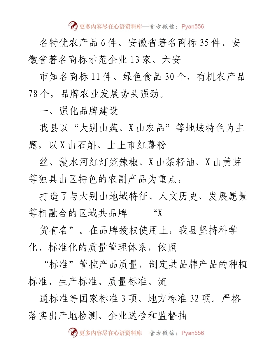 [工作总结] 农产品品牌建设 - X山县农产品品牌化发展成效与策略总结.docx_第2页