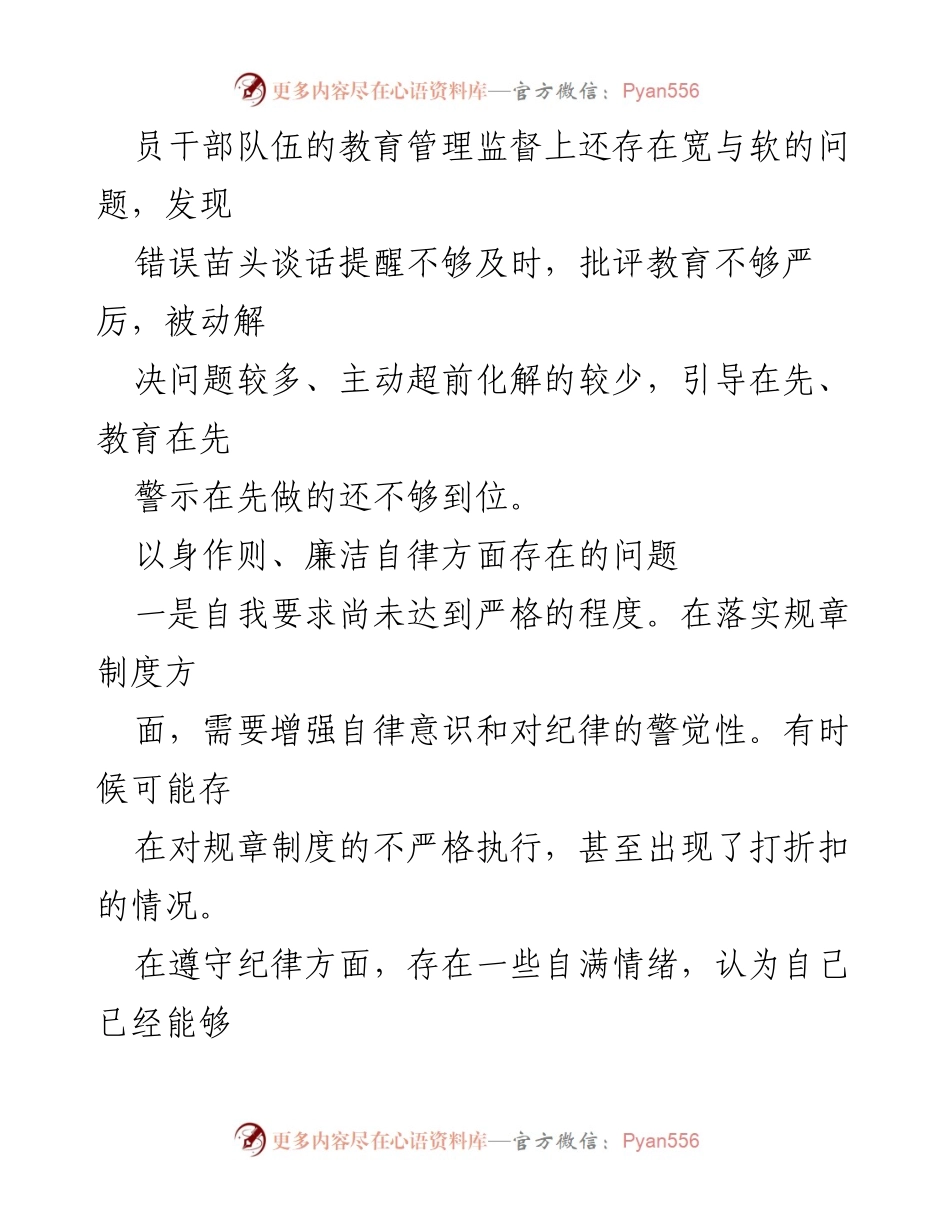 [工作总结] 党风廉政建设 - 2024年以身作则与廉洁自律问题清单分析_1.docx_第2页