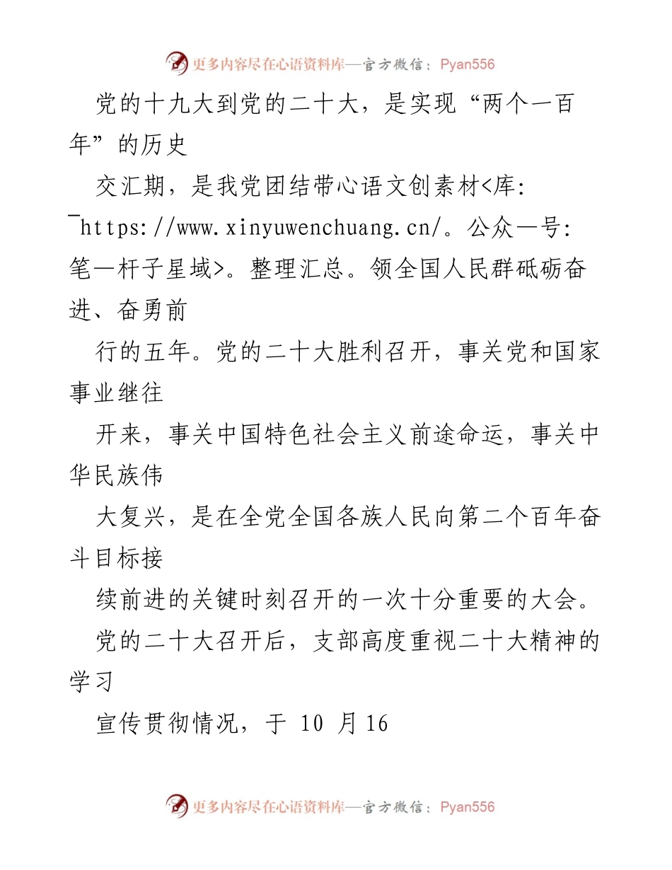 [工作总结] 党支部 - 学习宣传贯彻党的二十大精神情况报告.docx_第2页