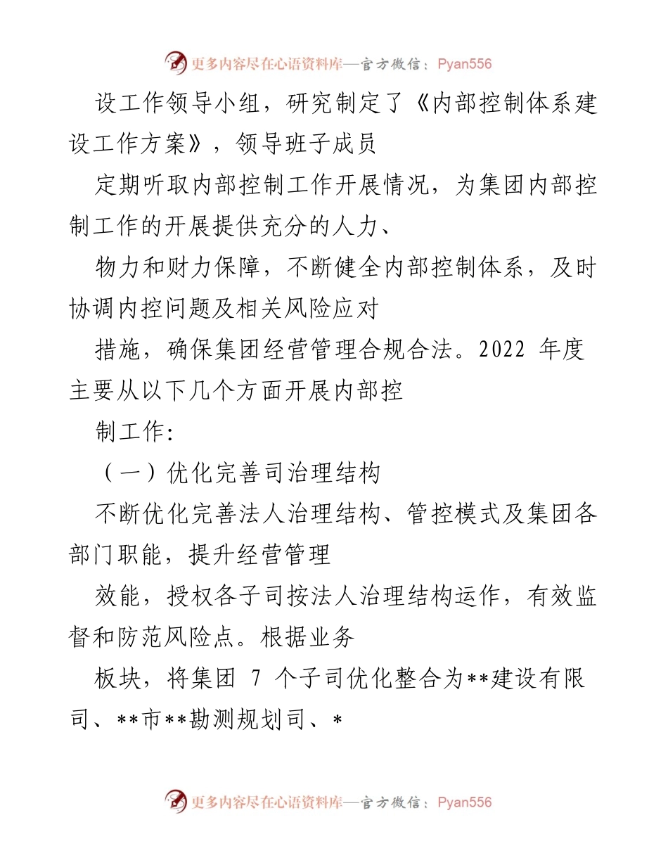 [工作总结] 内部控制体系建设 - 某集团2022年内部控制体系工作情况总结报告.docx_第2页