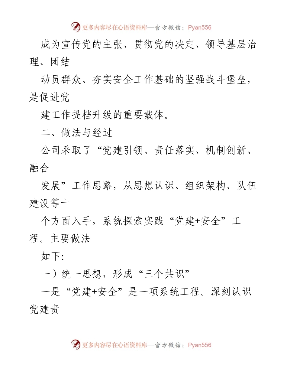 [工作总结] 公司党建与安全工作融合实践 - 实践“党建+安全”的探索与成效.docx_第2页