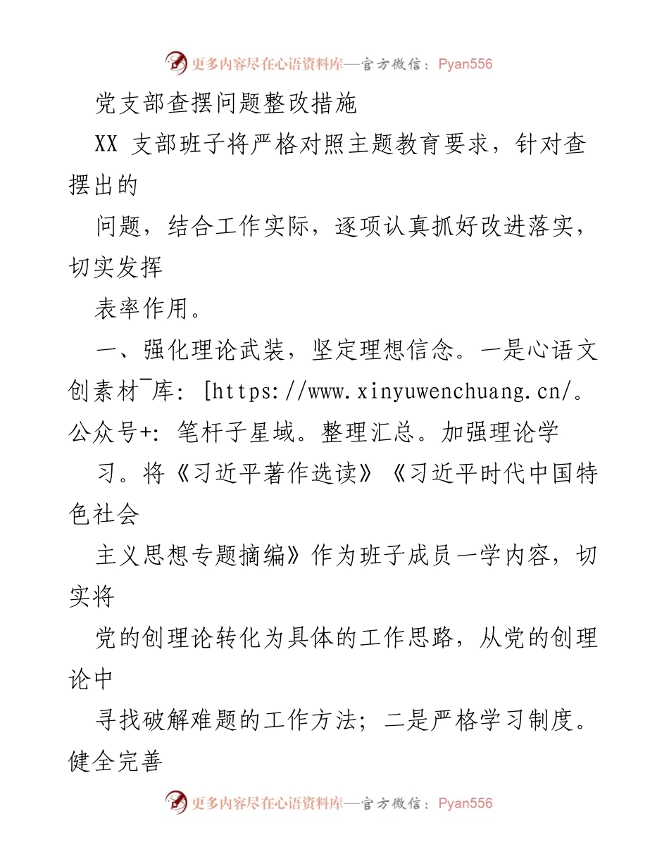 [工作总结] 党支部 - 主题教育下的整改措施与提升策略.docx_第1页