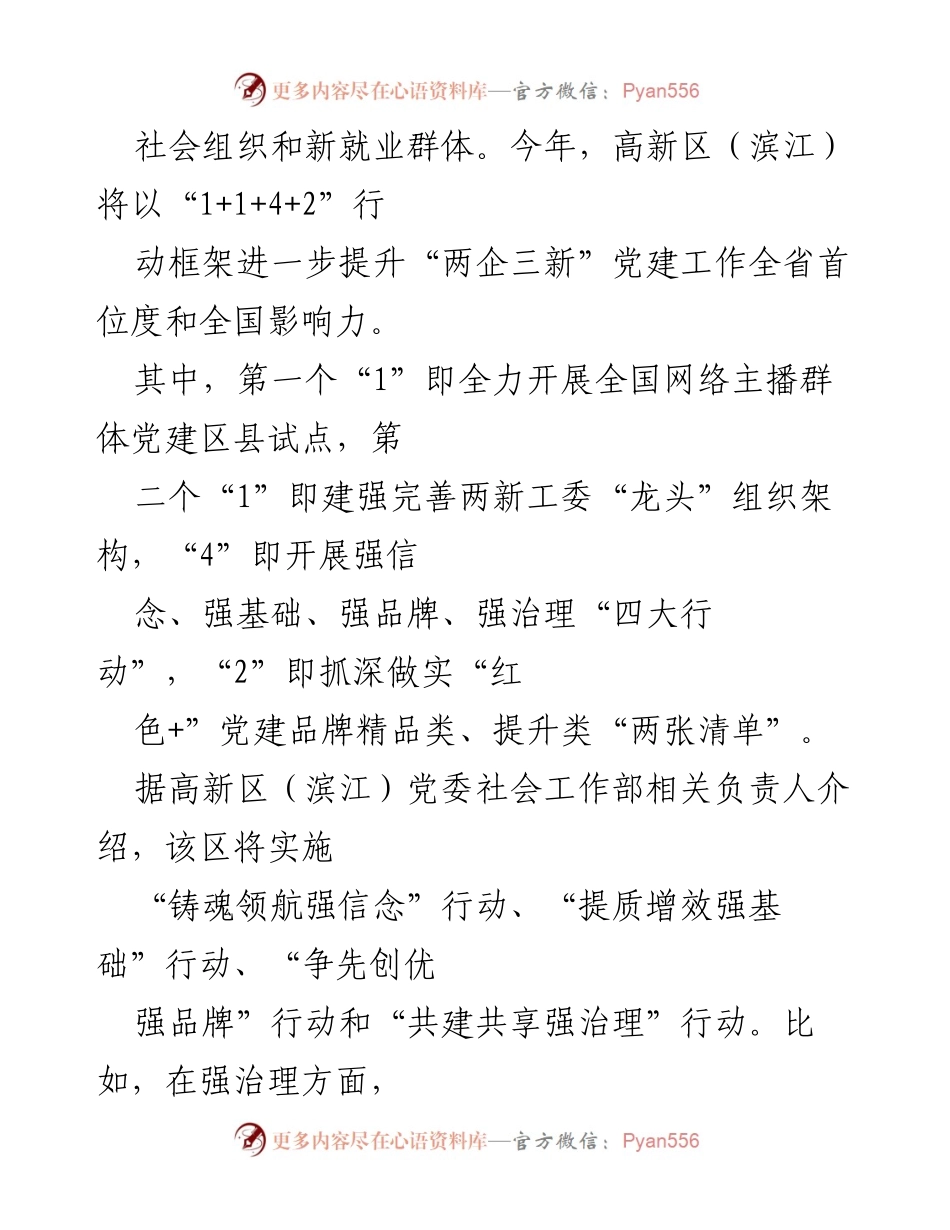 [工作总结] 党建工作部署会 - 高新区（滨江）“双强”品牌交流会暨“两企三新”党建工作部署总结.docx_第2页