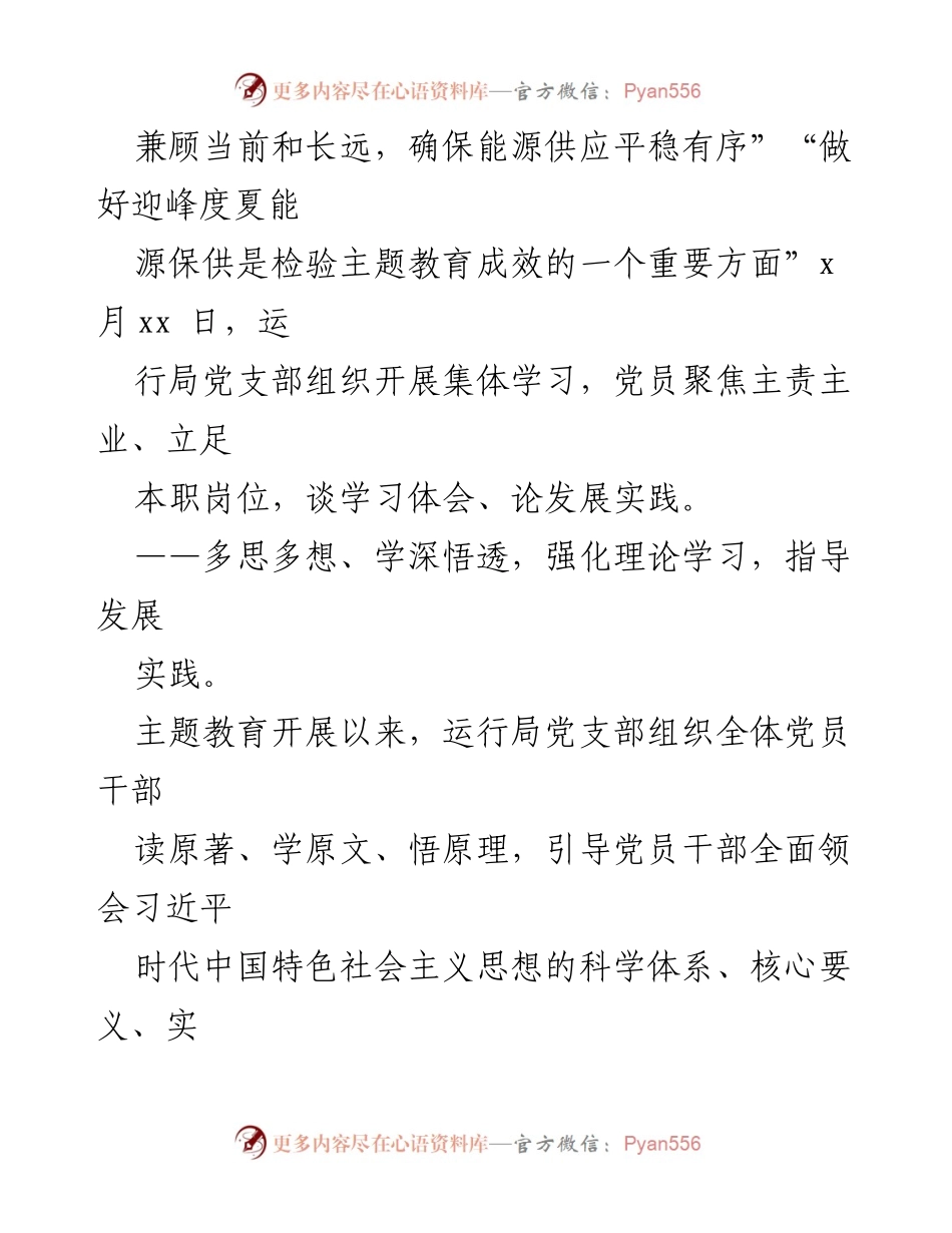 [工作总结] 党支部 - 主题教育工作总结与能源保供实践.docx_第2页