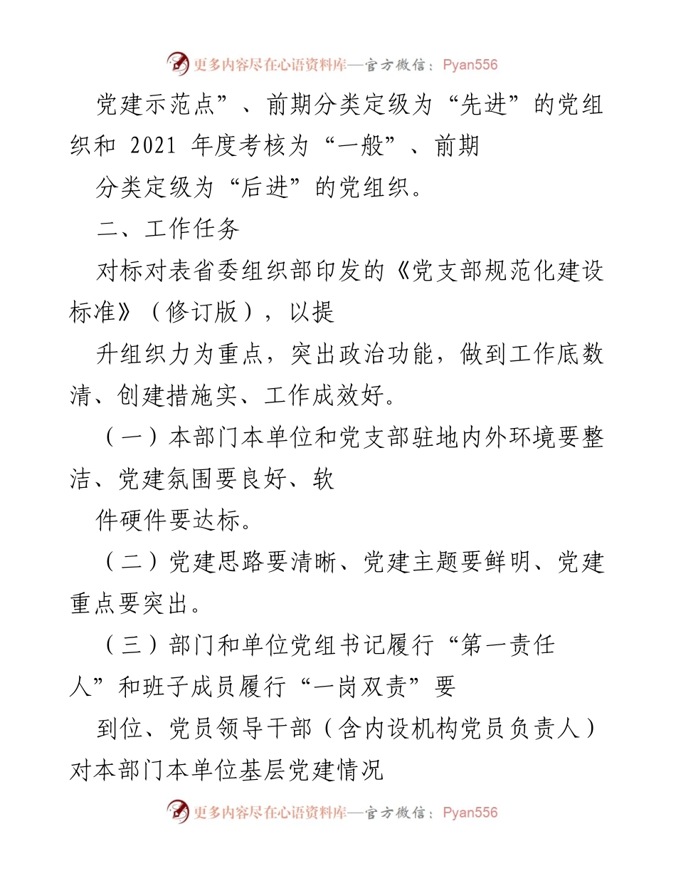 [工作总结] 党支部规范化建设 - 2022年市直机关党支部规范化建设工作方案总结.docx_第2页