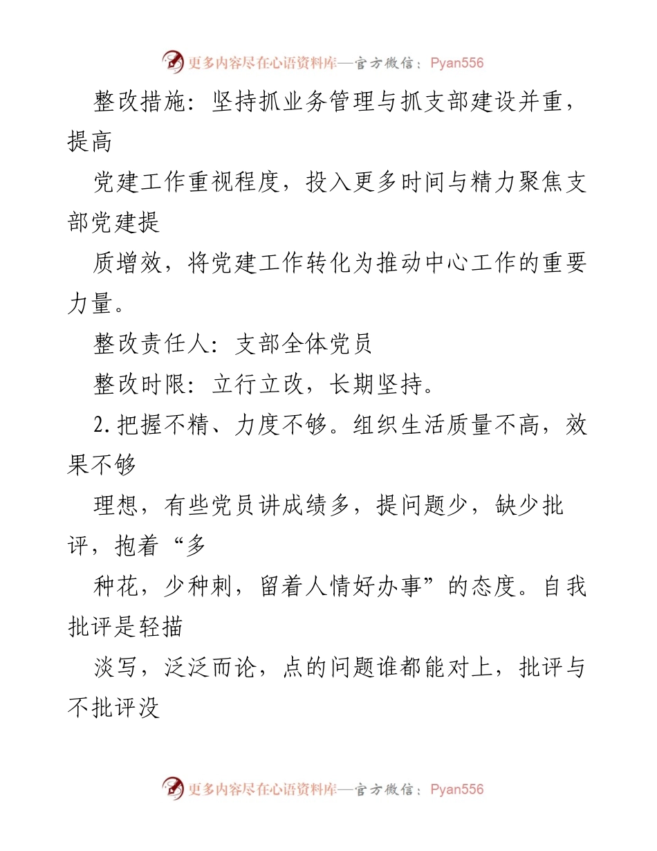 [工作总结] 党支部组织生活会 - 2022年度基层党组织整改措施总结.docx_第2页