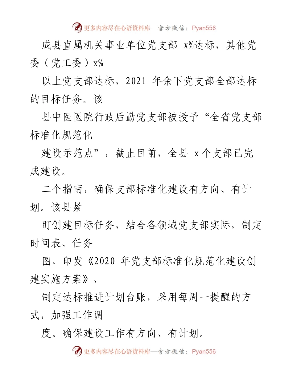 [工作总结] 党支部建设 - “1234”工作法助推xx县党支部标准化建设成效显著.docx_第2页
