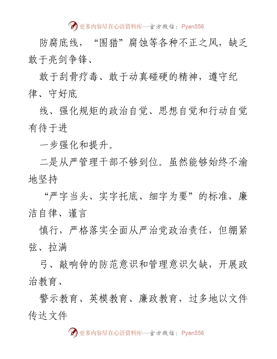 [工作总结] 党风廉政建设 - 2024年全面从严治党责任履行问题总结.docx_第2页