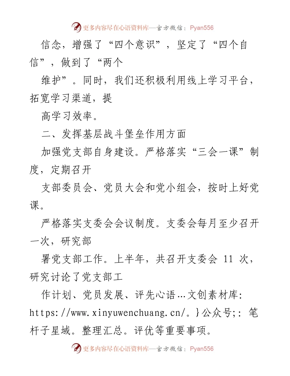 [工作总结] 党支部 - 上半年工作总结与下半年工作打算.docx_第2页