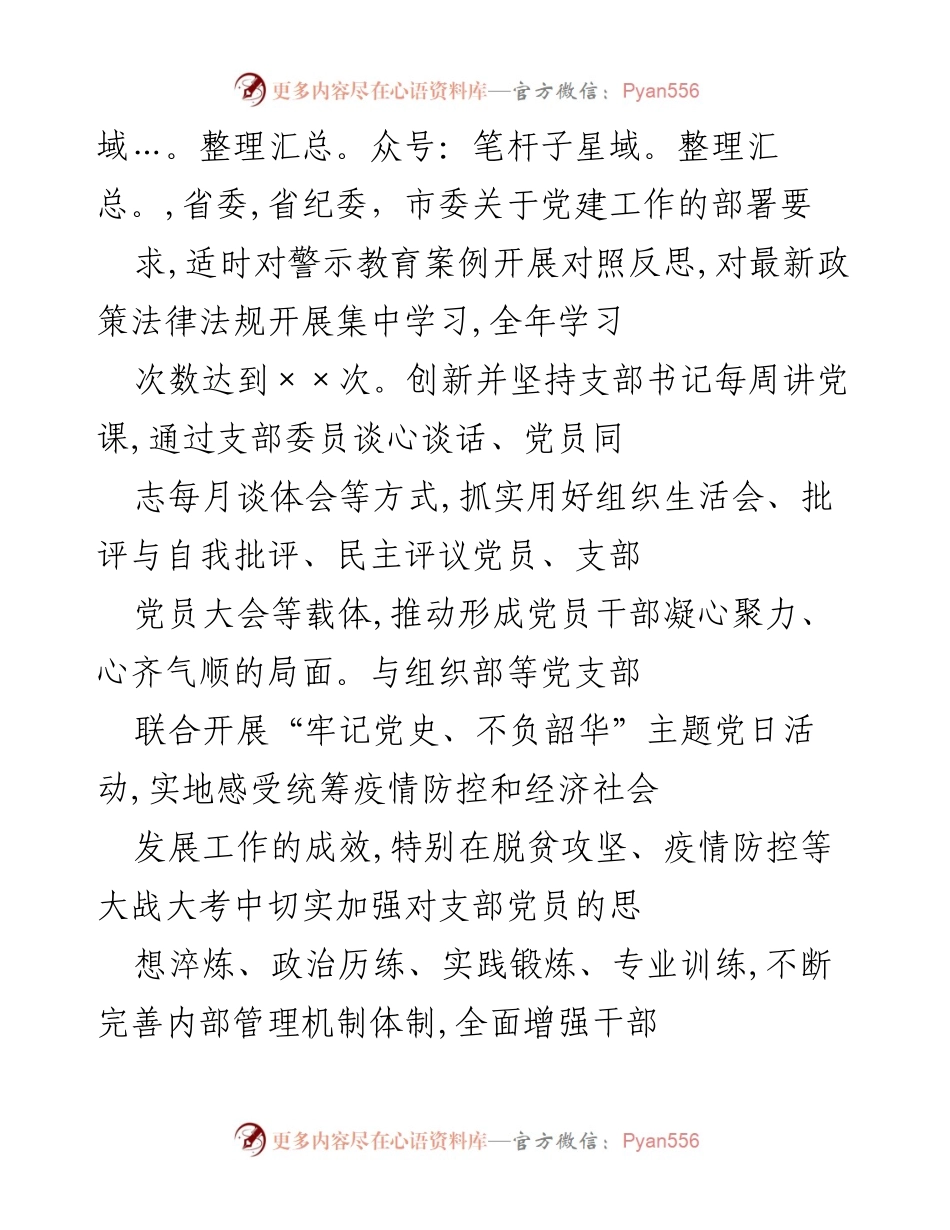 [工作总结] 党支部会议 - 2021年×××党支部党建工作总结与成效分析.docx_第2页