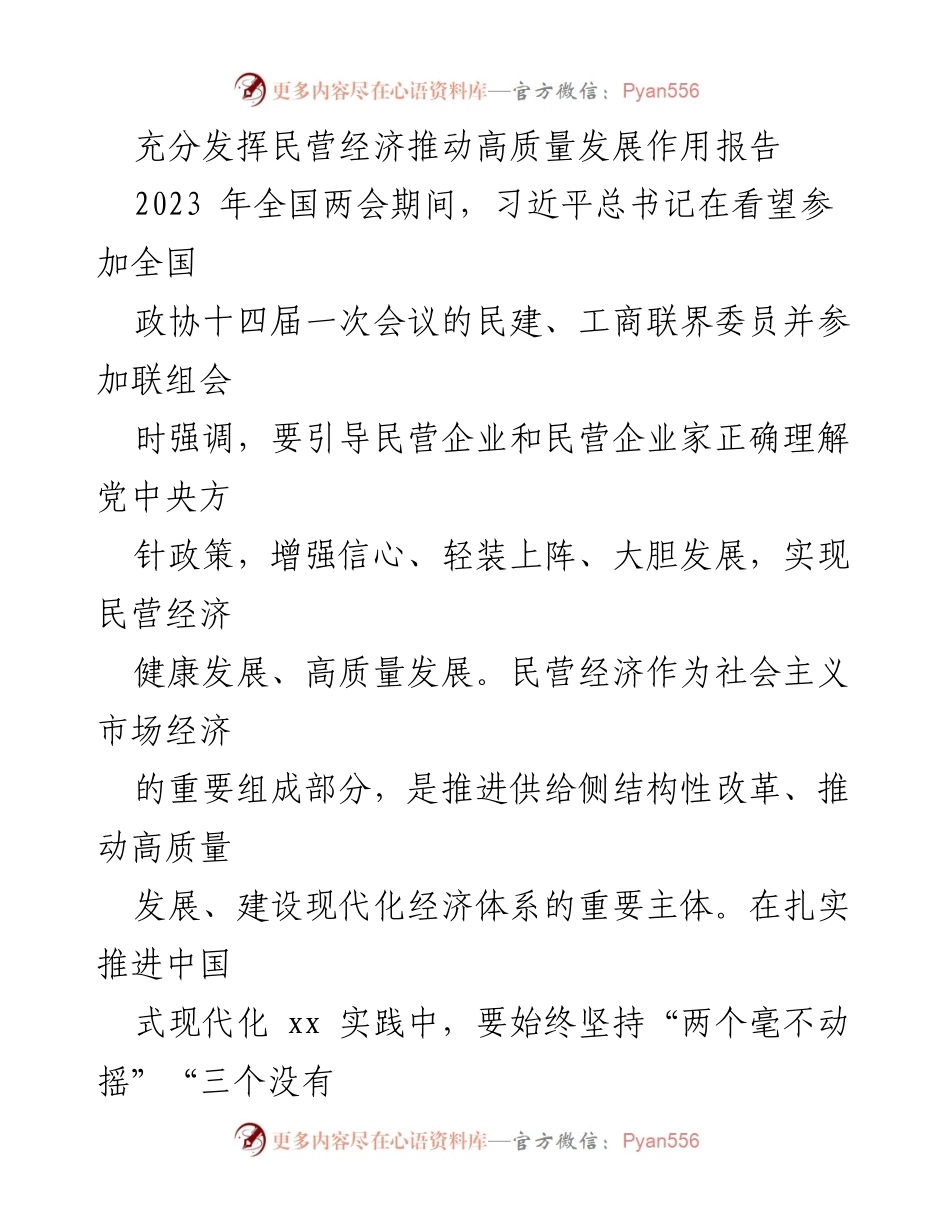 [工作总结] 全国两会 - 民营经济推动高质量发展的策略与实践.docx_第1页