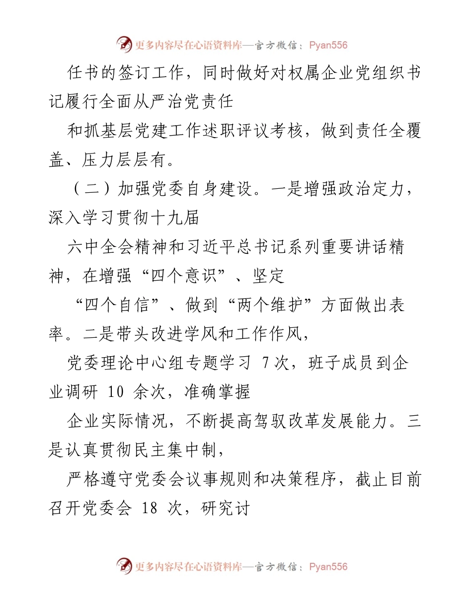 [工作总结] 公司党委 - 公司党委全面从严治党主体责任落实情况报告.docx_第2页