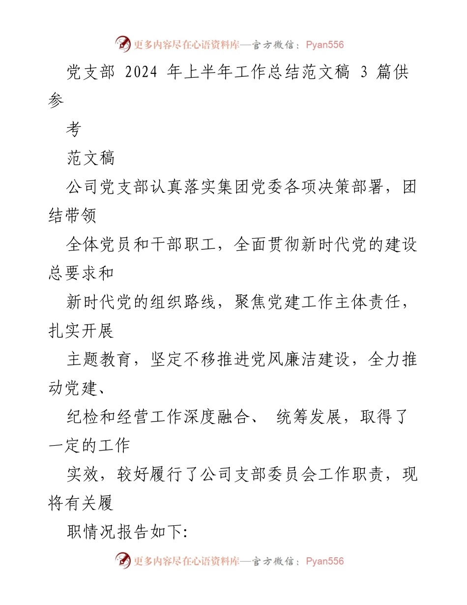 [工作总结] 党支部 - 2024年上半年党支部工作总结与成效分析_8.docx_第1页