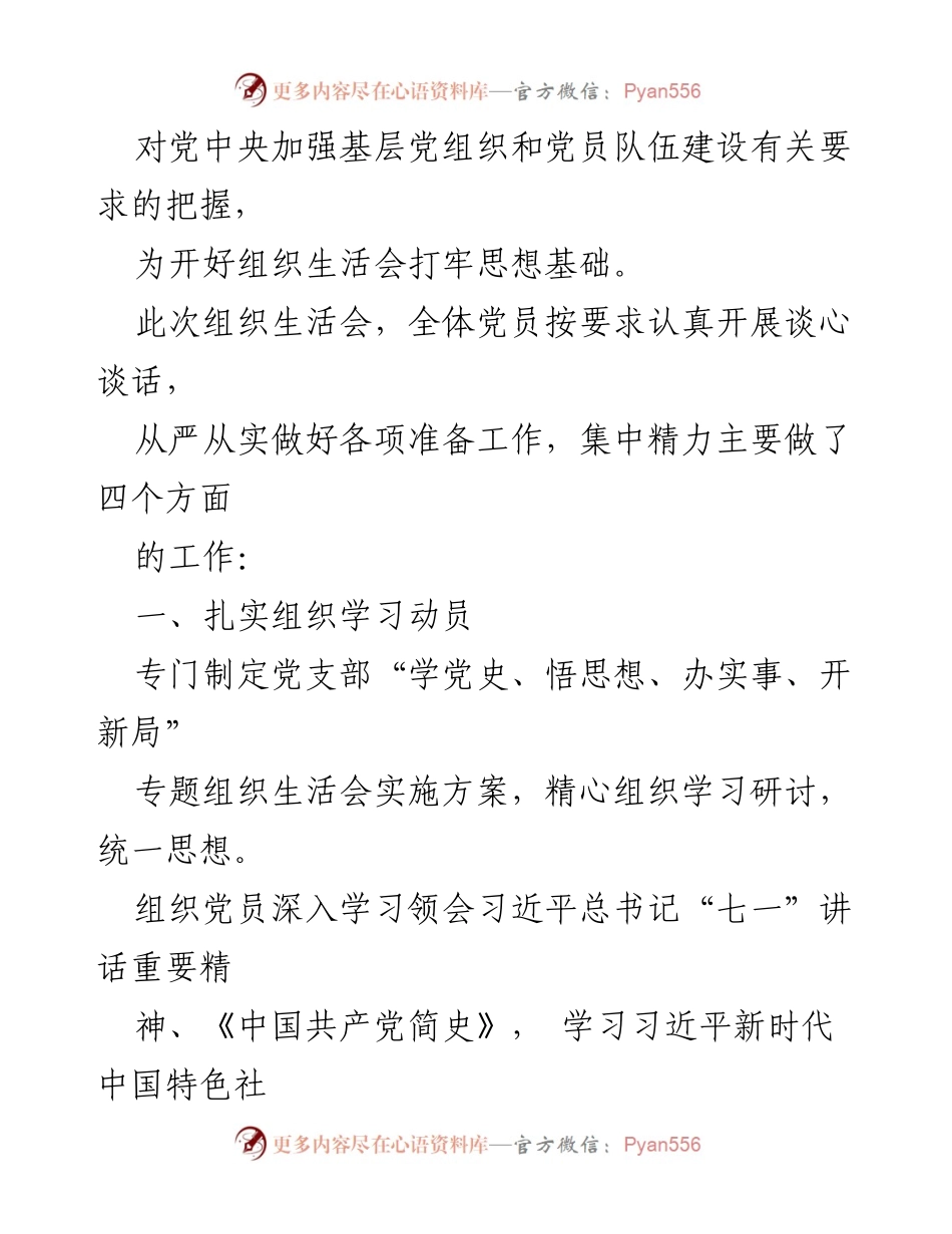 [工作总结] 党支部组织生活会 - 双清区文旅广体局党史学习教育专题组织生活会准备情况总结.docx_第2页