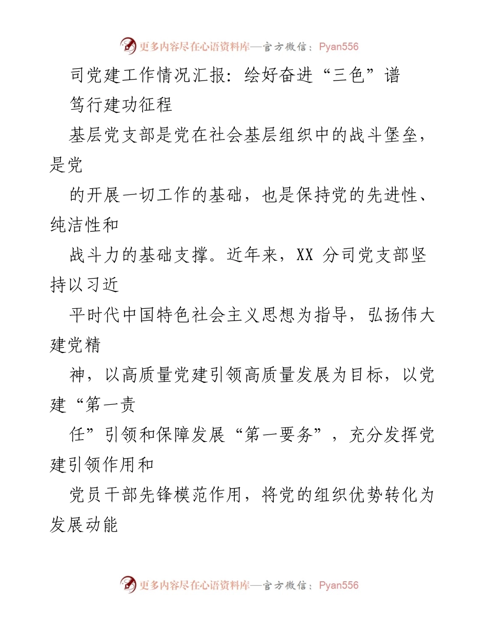 [工作总结] 党建工作汇报 - 党建引领高质量发展，奋进新时代.docx_第1页