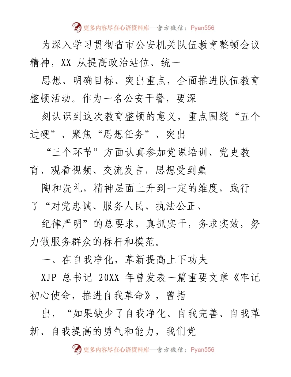 [工作总结] 公安队伍教育整顿 - 深入推进公安队伍教育整顿活动的实践与思考.docx_第1页