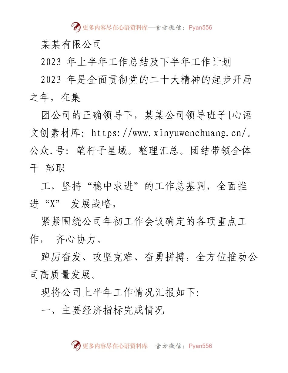 [工作总结] 公司年度会议 - 2023年上半年工作总结及下半年工作计划.docx_第1页