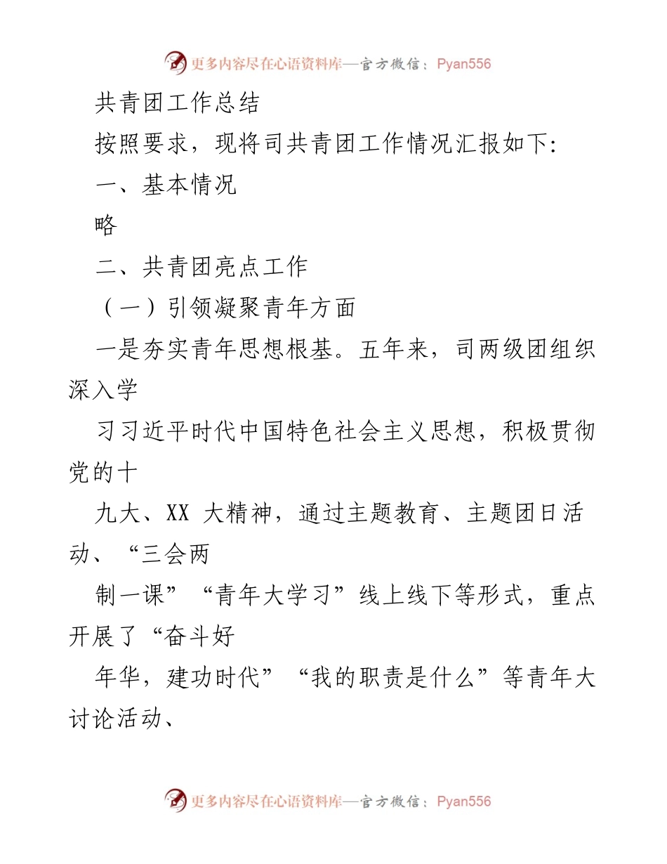 [工作总结] 共青团工作会议 - 共青团工作总结与青年引领活动汇报.docx_第1页