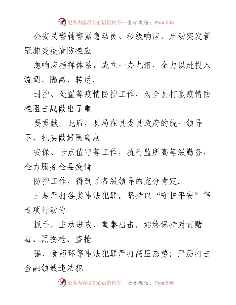 [工作总结] 公安局 - XX县公安局2022年上半年工作总结与成效分析.docx_第2页
