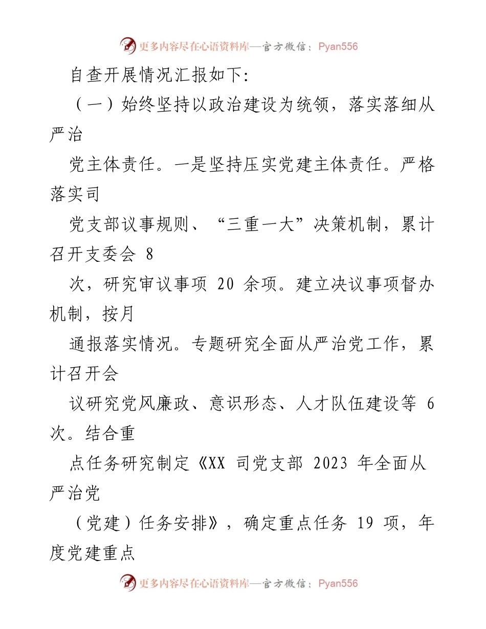 [工作总结] 党支部自查 - 2023年全面从严治党责任落实自查报告.docx_第2页