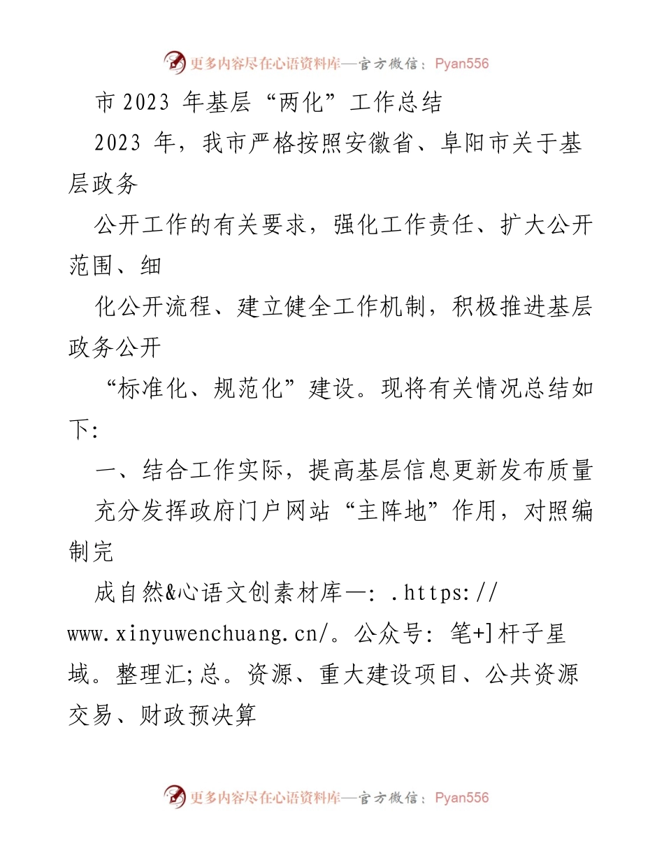 [工作总结] 基层政务公开 - 2023年基层政务公开工作总结与提升措施.docx_第1页