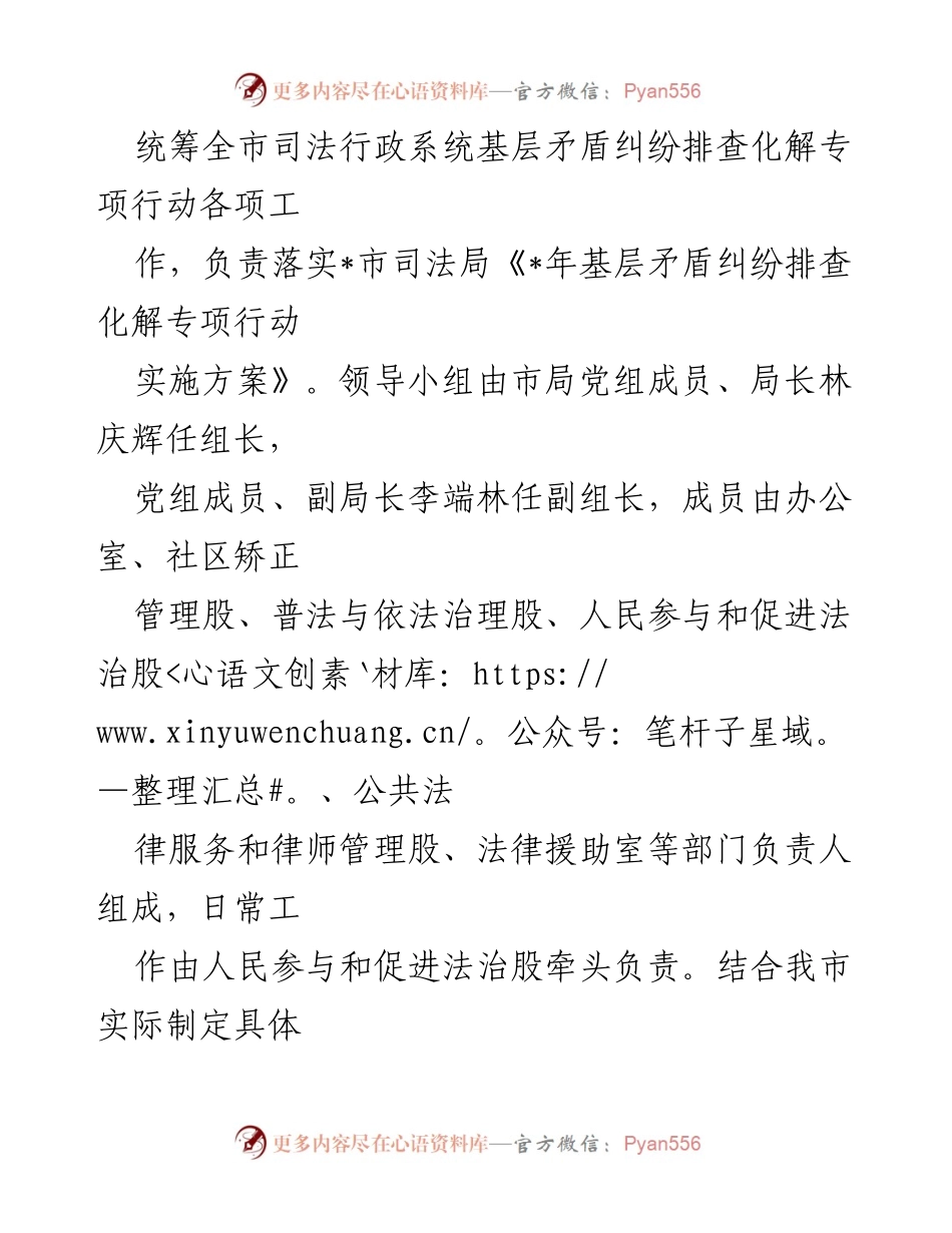 [工作总结] 基层矛盾纠纷排查化解专项行动 - 市司法局专项行动工作总结.docx_第2页