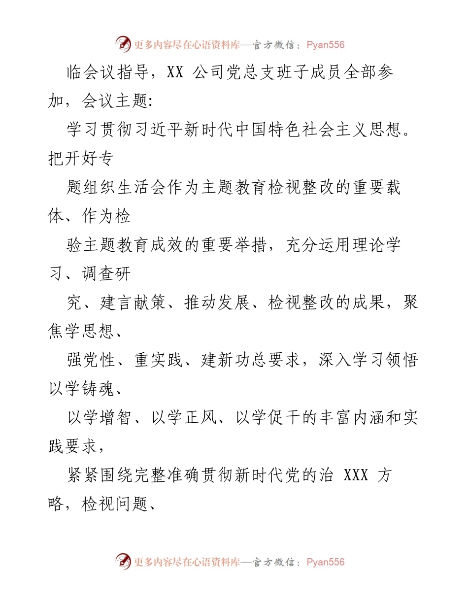 [工作总结] 国企主题教育 - 2023年主题教育专题组织生活会情况报告.docx_第2页