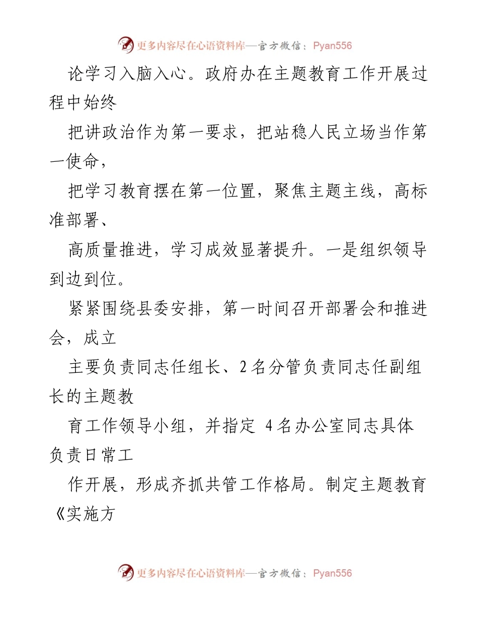 [工作总结] 县政府办公室 - 2023年主题教育工作总结与成效分析.docx_第2页