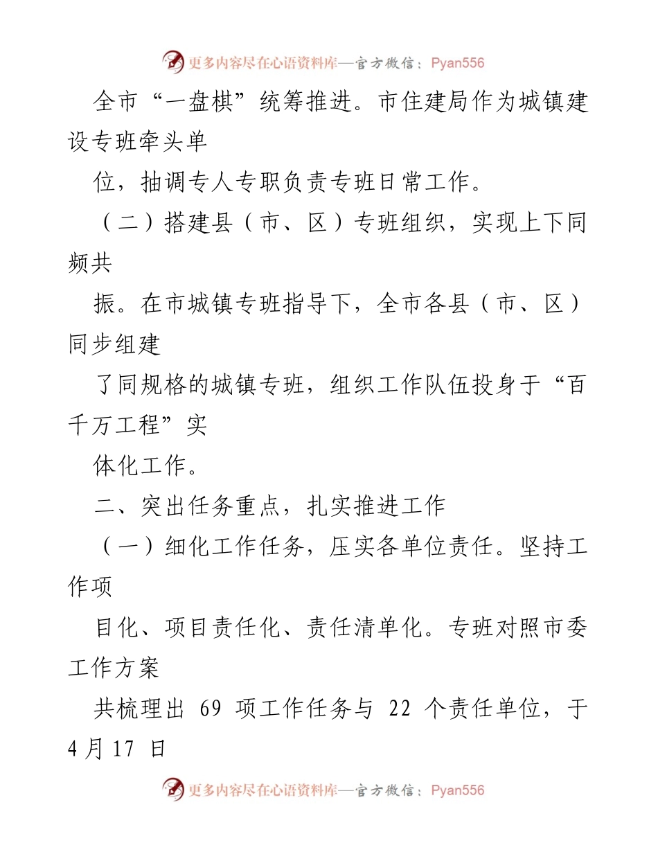 [工作总结] 城镇建设专班 - 城镇建设专班工作进展情况报告.docx_第2页