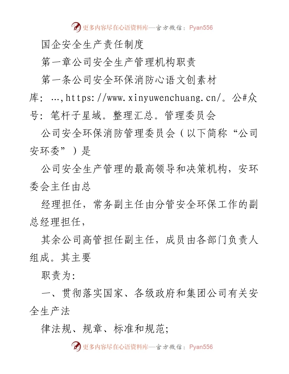 [工作总结] 国企安全生产管理 - 国企安全生产责任制度及管理机构职责概述.docx_第1页
