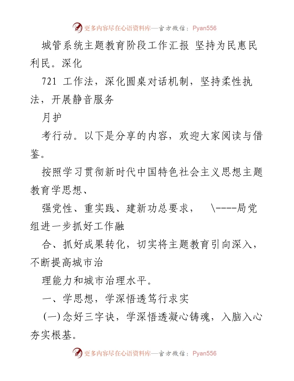 [工作总结] 城管系统主题教育 - 深化主题教育，提升城市治理能力与服务水平.docx_第1页