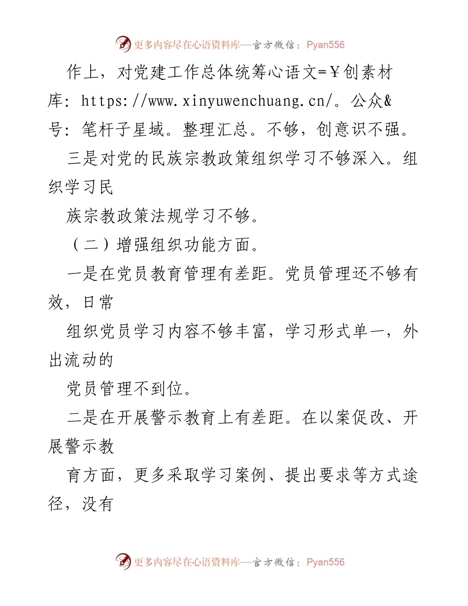 [工作总结] 基层党组织 - 202X年度基层党组织组织生活会问题与整改措施总结.docx_第2页