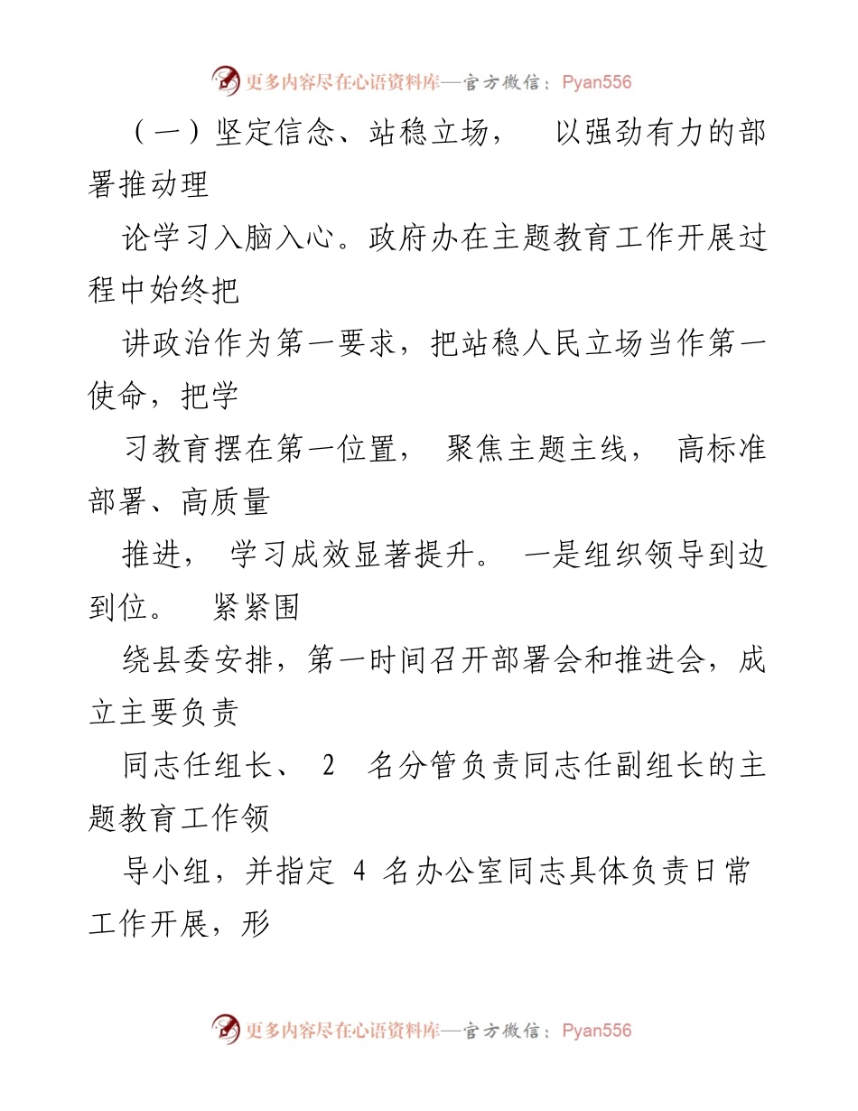 [工作总结] 县政府办公室 - 2023年主题教育工作总结与成效分析_2.docx_第2页