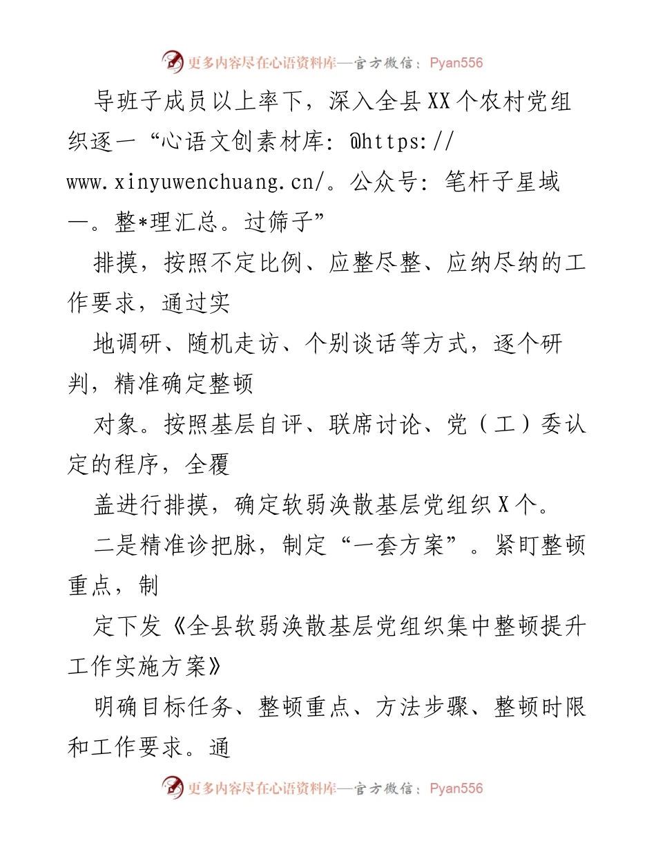 [工作总结] 基层党组织整顿 - 提升基层党组织建设的精准整顿与攻坚措施.docx_第2页