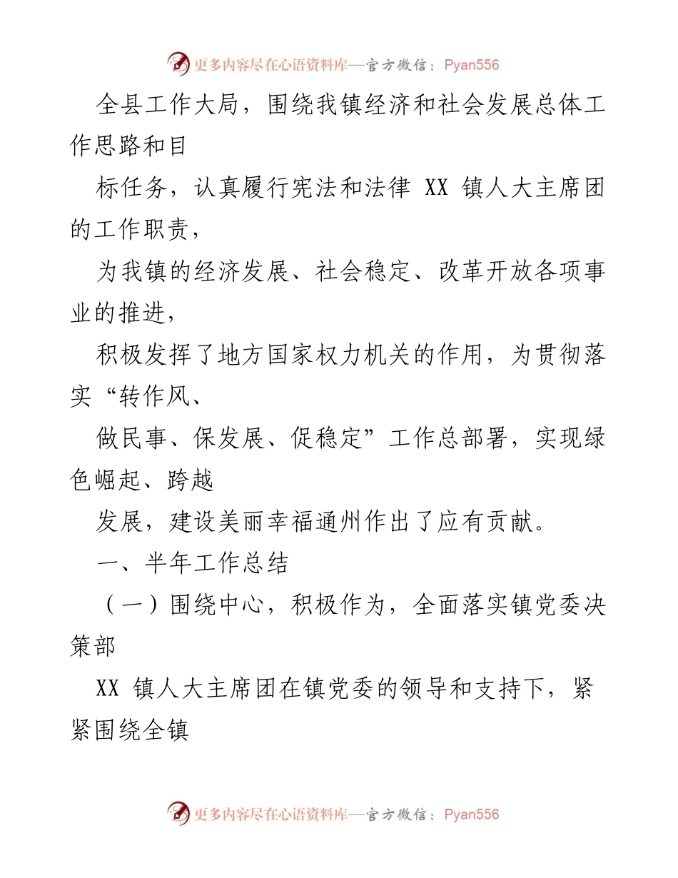 [工作总结] 半年工作总结 - 通州镇人大2023年上半年工作总结报告.docx_第2页