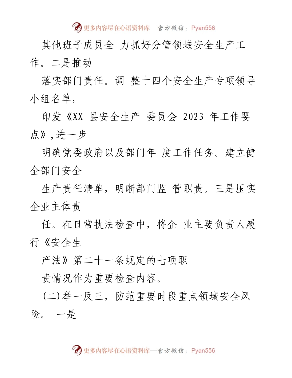 [工作总结] 县应急管理局 - 2023年上半年安全生产工作总结.docx_第2页