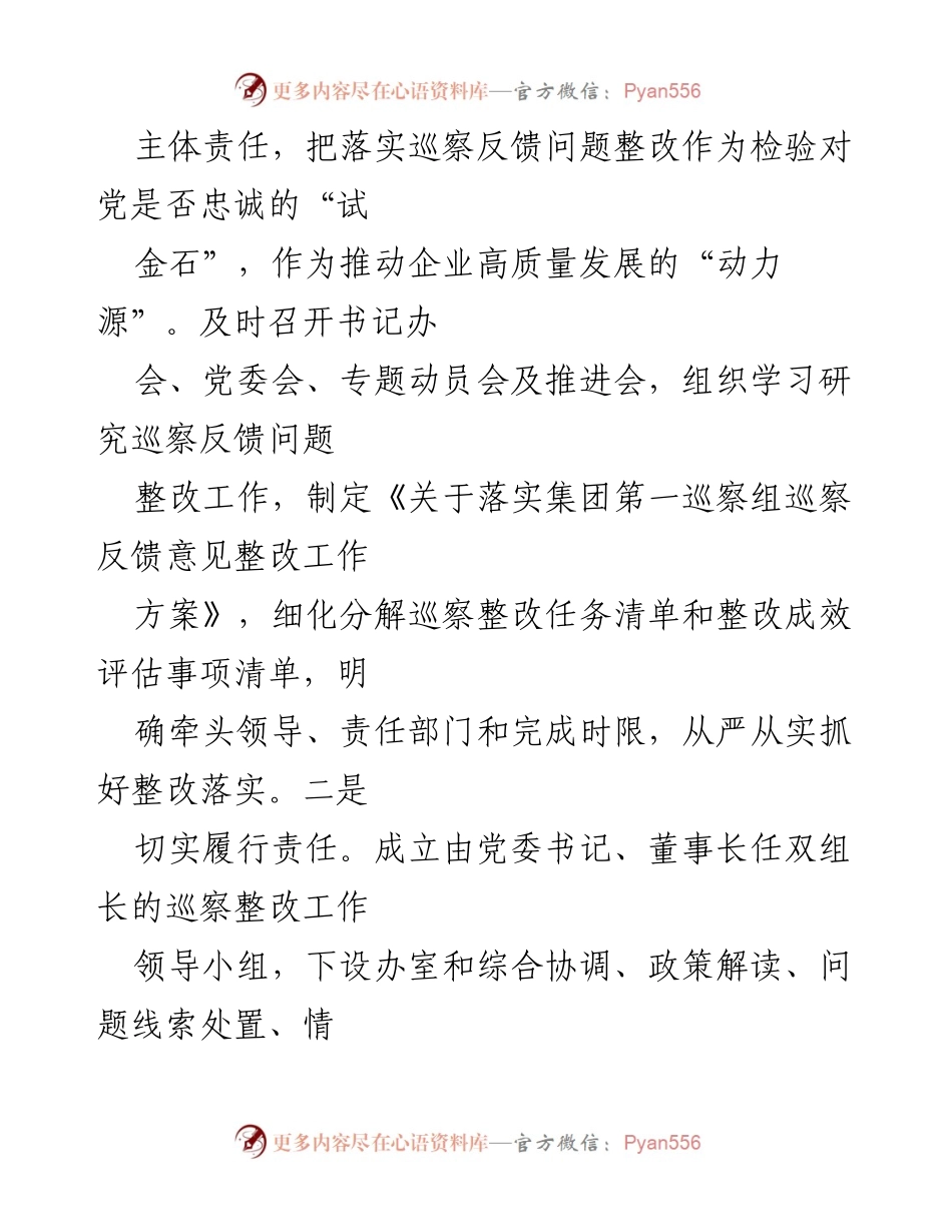 [工作总结] 国有企业巡察整改 - 2024年国有企业巡察整改工作情况总结_1.docx_第2页