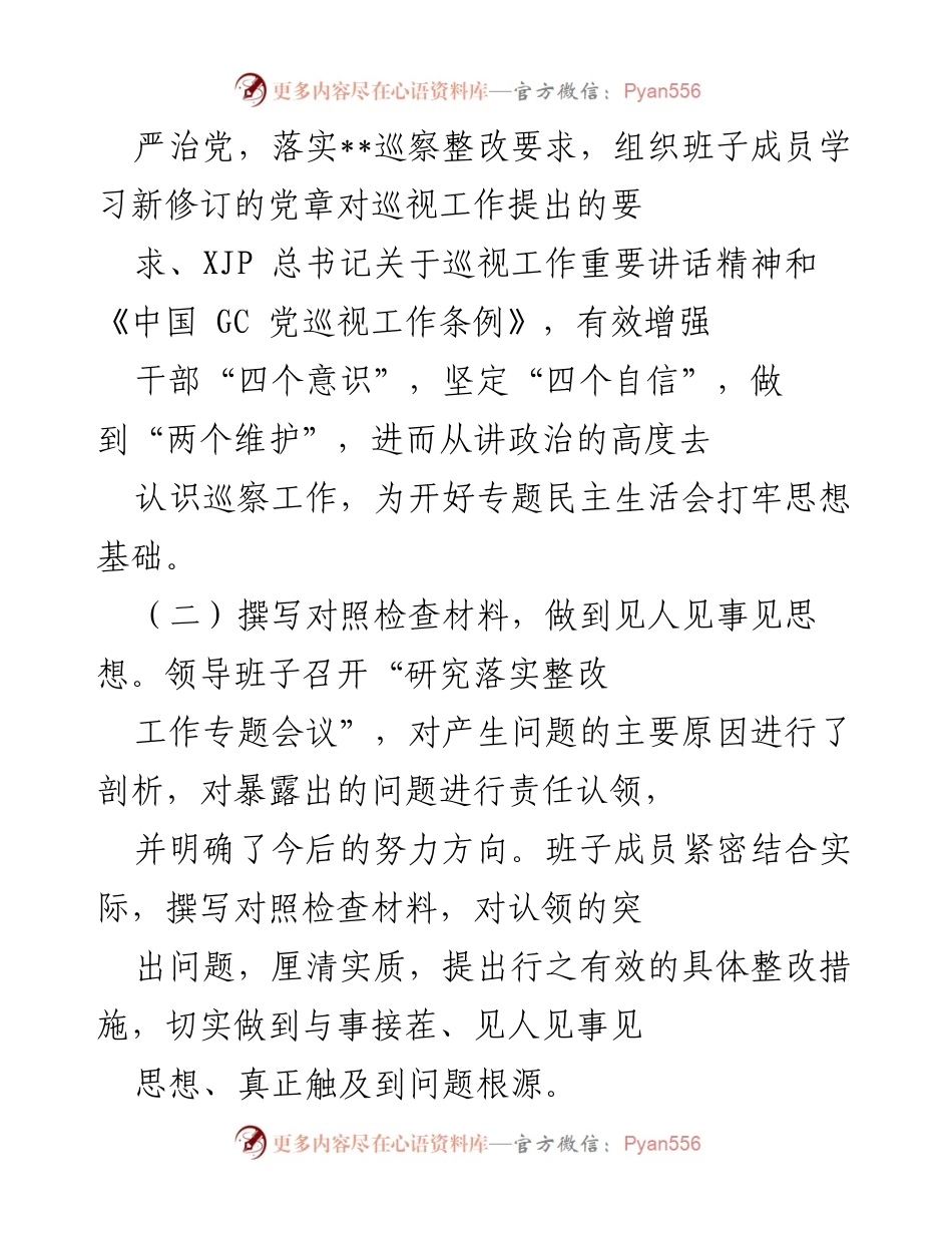 [工作总结] 国有企业巡察整改 - 某国有企业巡察整改专题民主生活会召开情况总结报告.docx_第2页