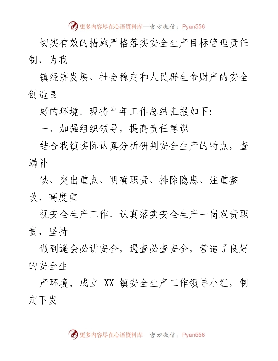 [工作总结] 半年工作汇报 - 2023年镇安全生产工作半年总结.docx_第2页