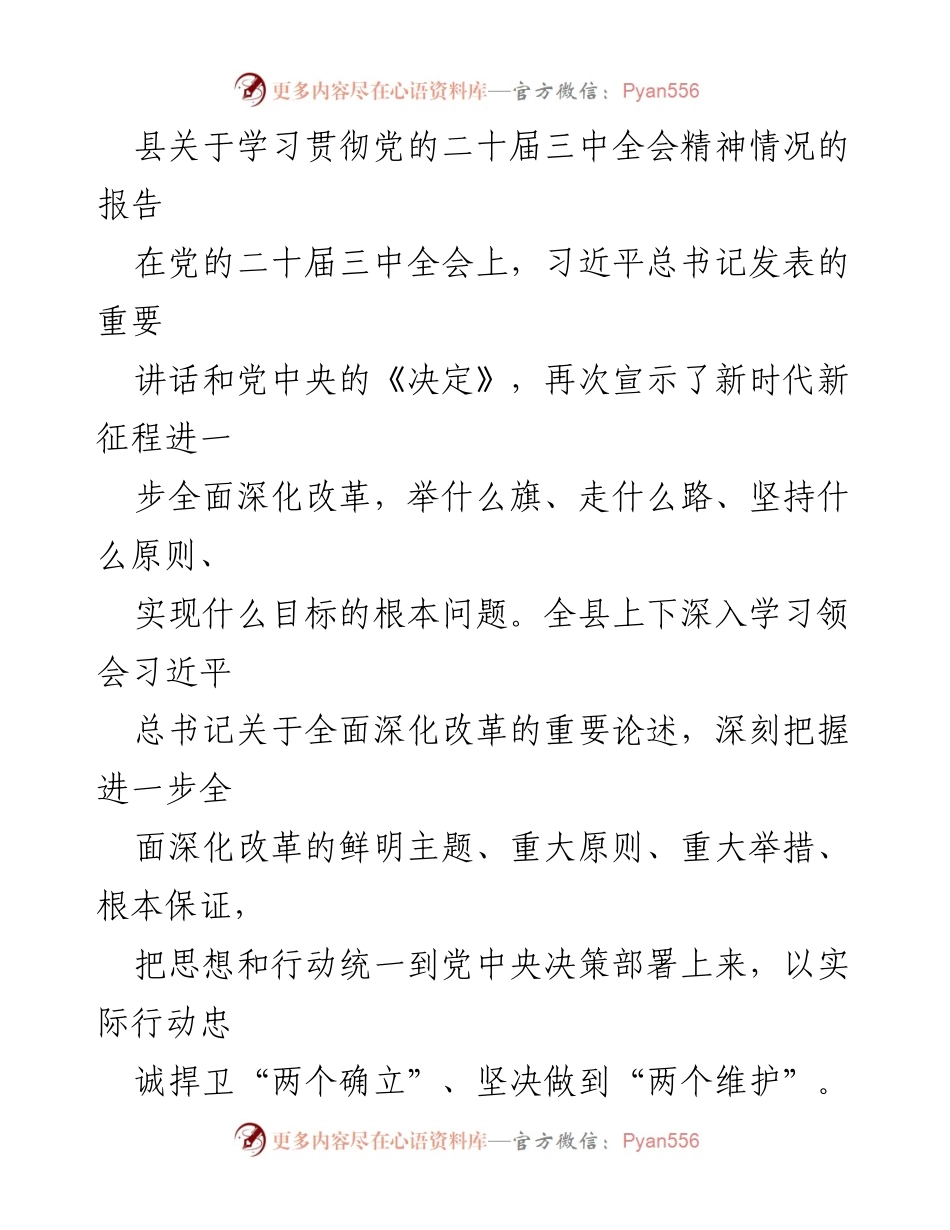 [工作总结] 学习贯彻党的二十届三中全会精神 - 深入学习贯彻党的二十届三中全会精神的工作总结_1.docx_第1页