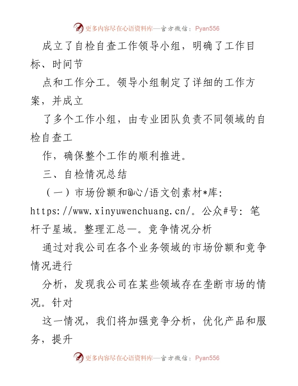 [工作总结] 反垄断自检自查 - 反垄断自检自查工作总结与整改措施.docx_第2页