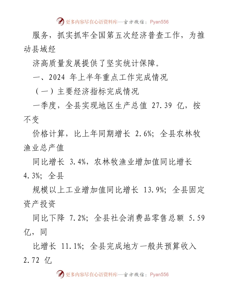 [工作总结] 县统计局 - 2024年上半年工作总结暨下半年工作计划.docx_第2页