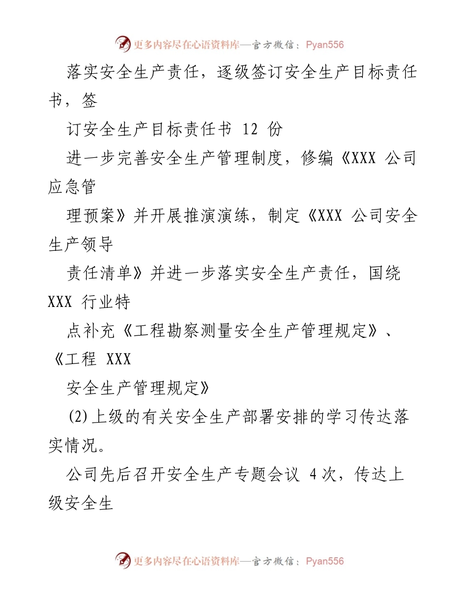 [工作总结] 国企安全生产 - 国企安全生产自查自纠工作报告.docx_第2页