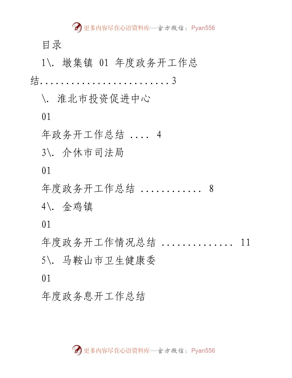 [工作总结] 各地区年度政务开工作总结汇编.docx_第1页