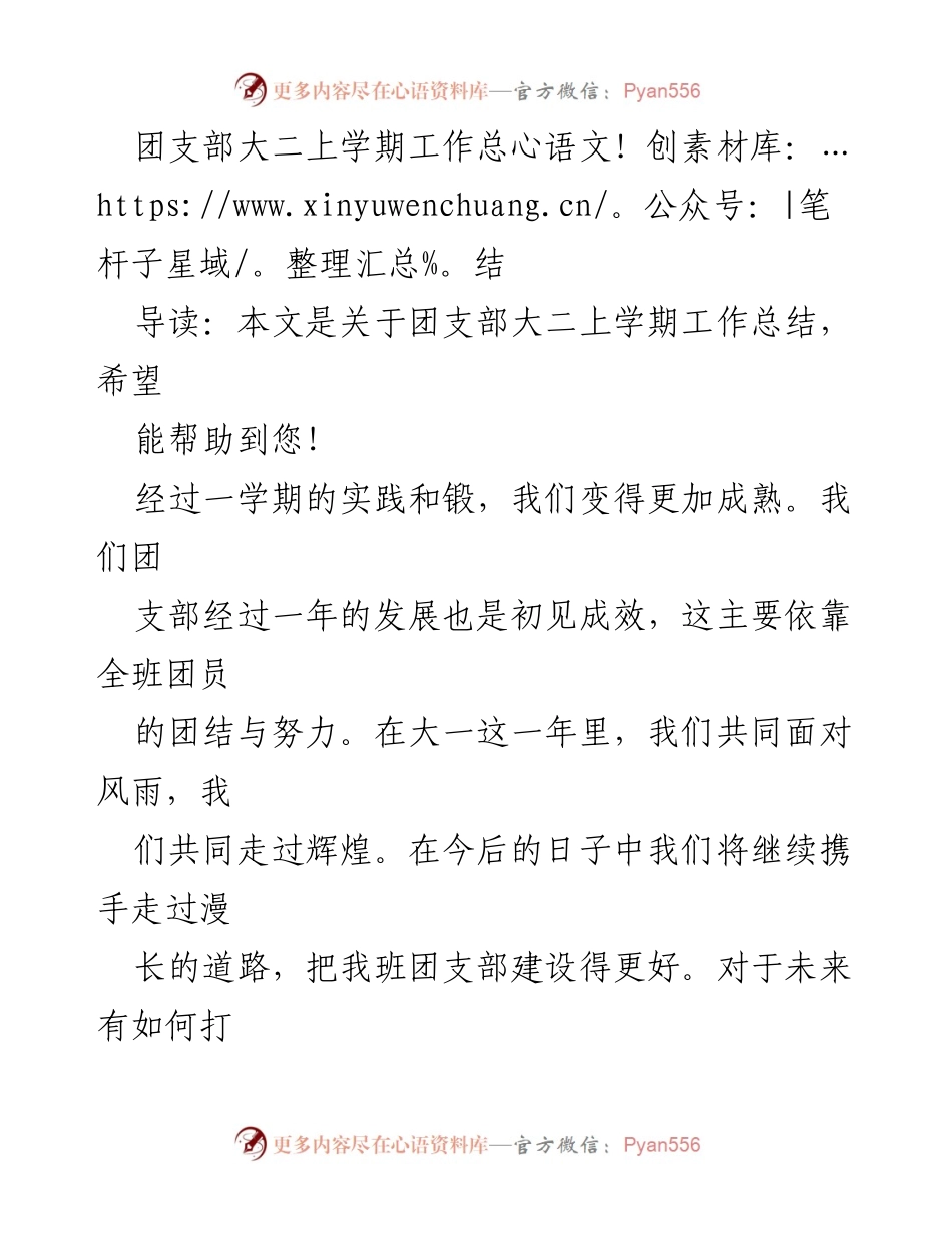 [工作总结] 大二上学期 - 团支部工作总结与未来计划.docx_第1页