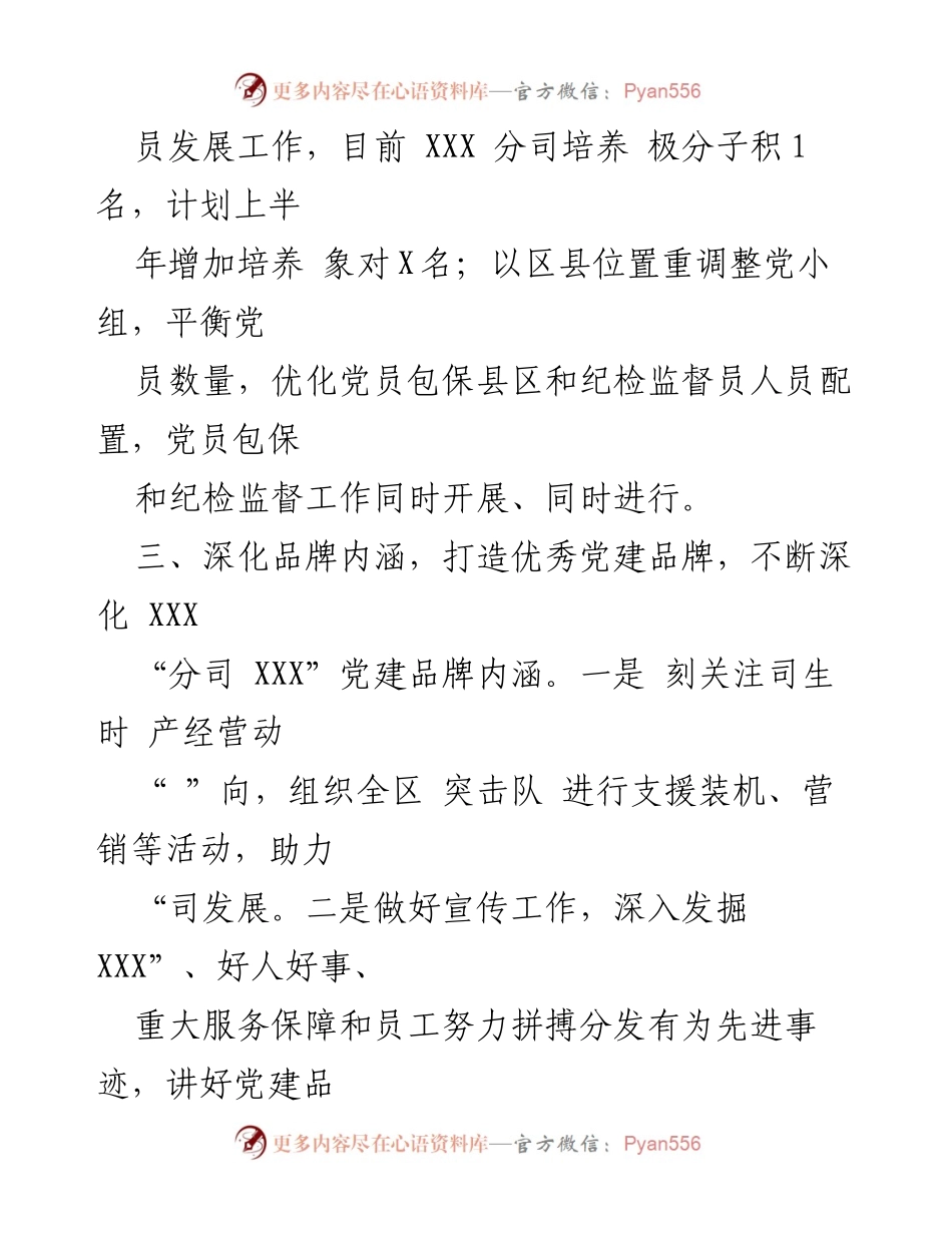 [工作总结] 国企党建工作会议 - 2023年国企党支部党建工作规划与实施细则.docx_第2页