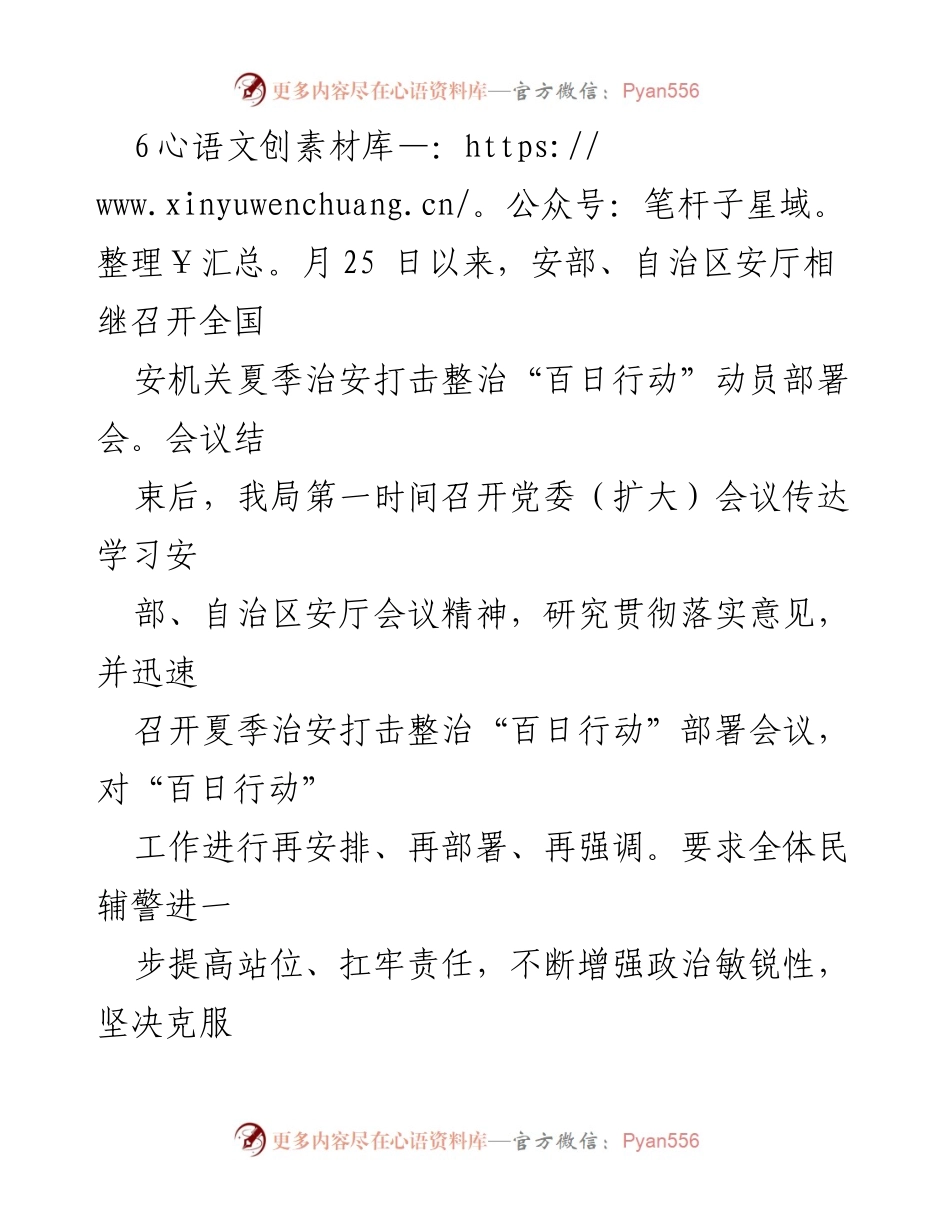 [工作总结] 夏季治安打击整治“百日行动” - 安局夏季治安打击整治“百日行动”工作情况汇报.docx_第2页