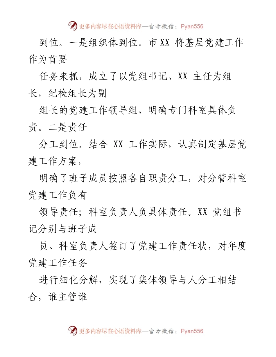 [工作总结] 坚持从严治党 打造规矩 XX：市XX党组织书记抓基层党建工作情况汇报.docx_第2页