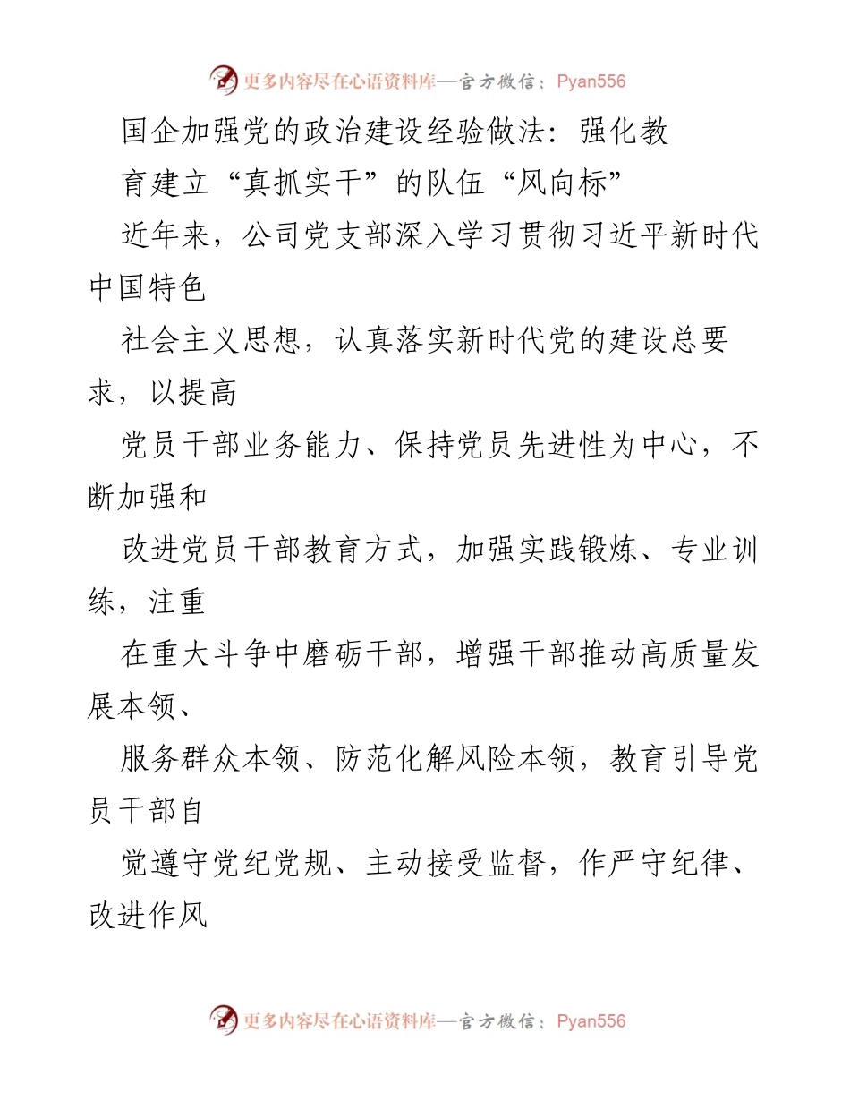 [工作总结] 国企党建 - 加强党的政治建设，推动高质量发展.docx_第1页
