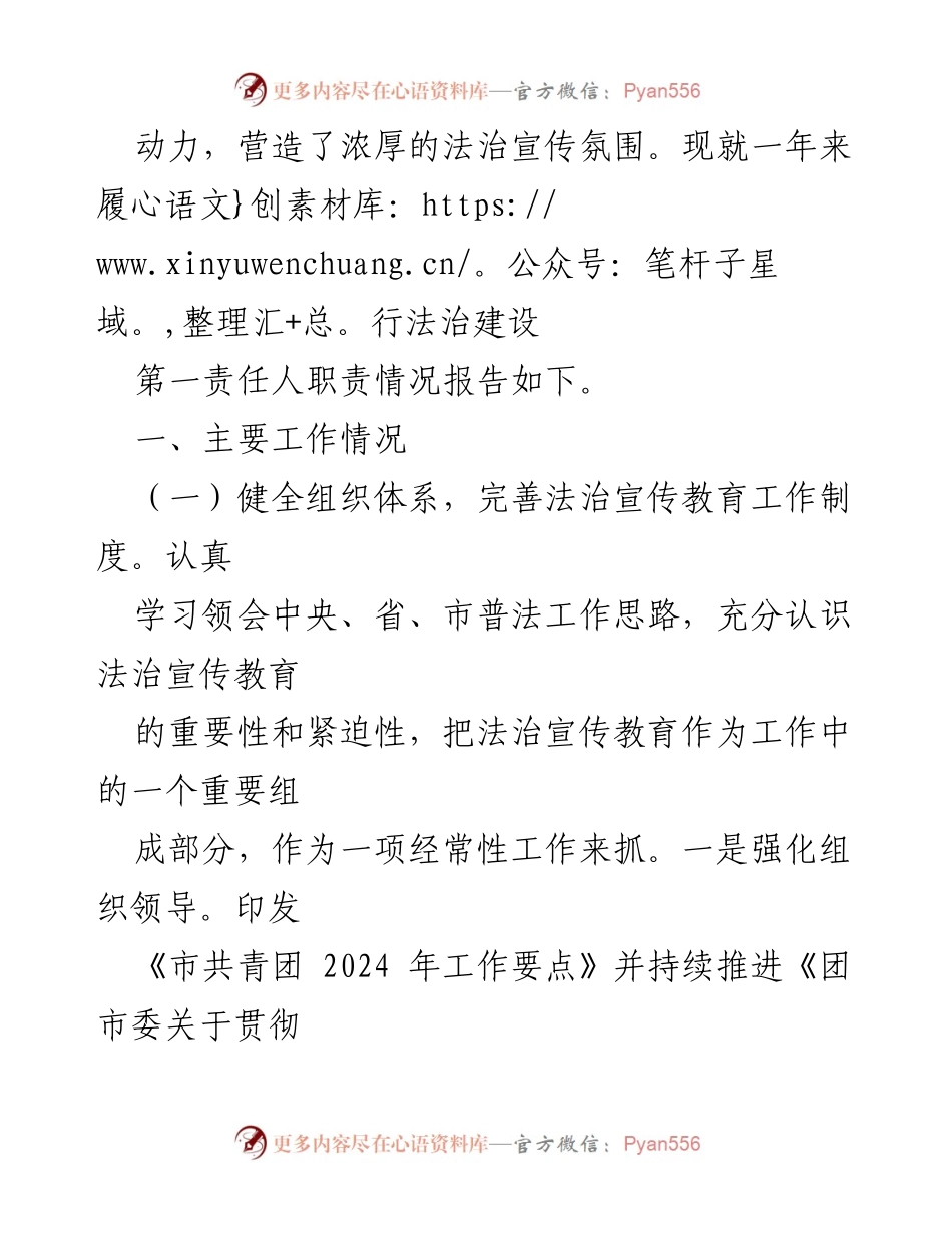 [工作总结] 团市委书记述法工作 - 2024年法治宣传教育工作总结报告.docx_第2页